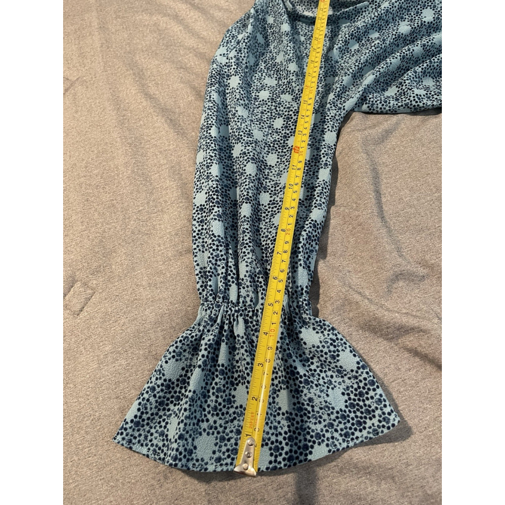 Juicy Couture Blue Geometric Size Small Women Bell Sleeve Top - Picture 7 of 7